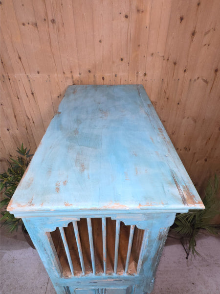 Large Vintage Reclaimed Hand Carved Indian Solid Wooden Bookcase Shelving Unit