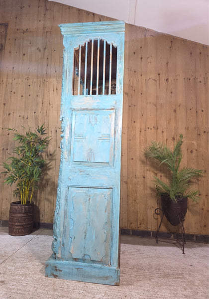 Large Vintage Reclaimed Hand Carved Indian Solid Wooden Bookcase Shelving Unit