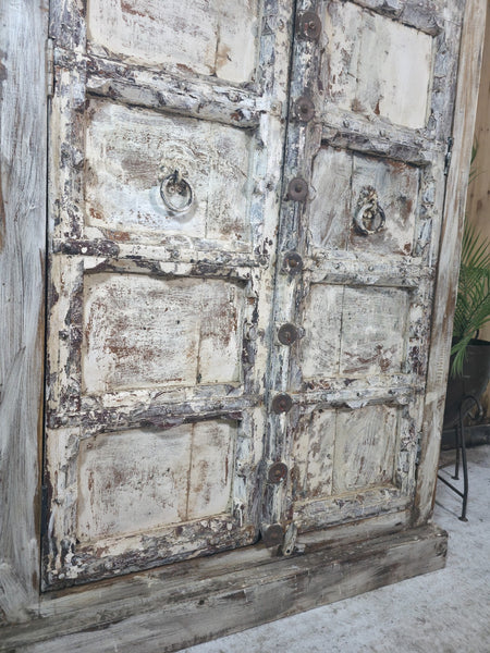 Large Vintage Indian Solid Wooden Armoire Wardrobe Kitchen Linen Cupboard