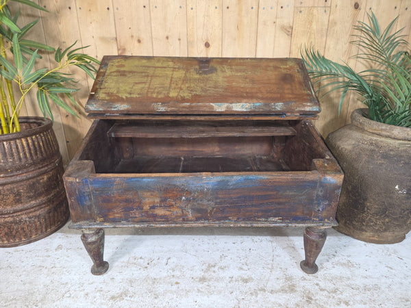 Vintage Antique Indian Colonial Solid Wooden Writing Box Desk