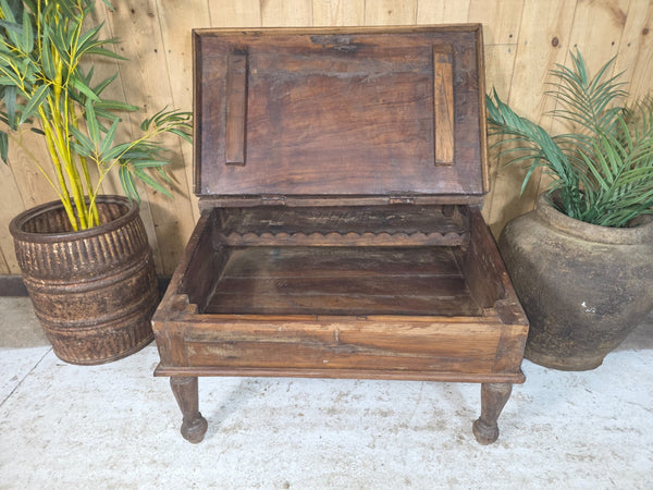 Vintage Antique Indian Colonial Solid Wooden Writing Box Desk