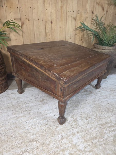 Vintage Antique Indian Colonial Solid Wooden Writing Box Desk
