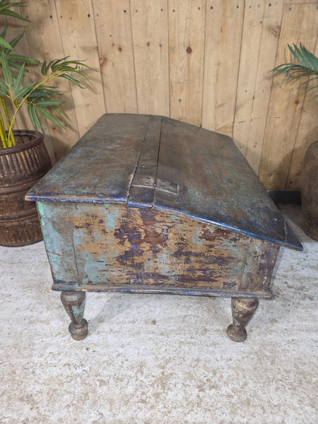Vintage Antique Indian Colonial Solid Wooden Writing Box Desk