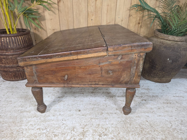 Vintage Antique Indian Colonial Solid Wooden Writing Box Desk