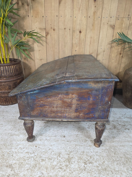 Vintage Antique Indian Colonial Solid Wooden Writing Box Desk