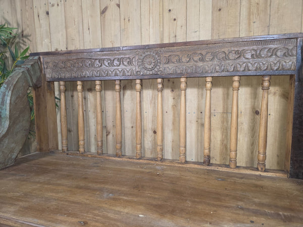 Vintage Reclaimed Indian Hand Carved  Solid Wooden Bench Seat