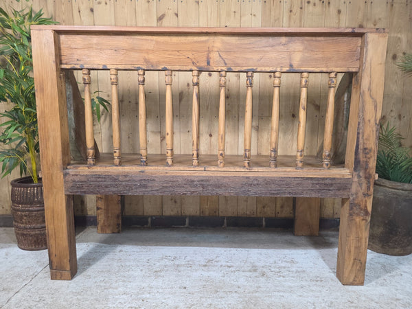 Vintage Reclaimed Indian Hand Carved  Solid Wooden Bench Seat