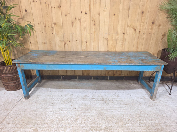 Vintage Rustic Blue Indian Solid Wooden Hallway Bench Console Table