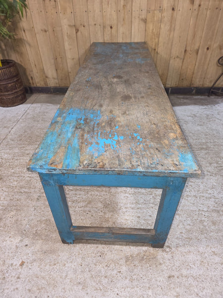Vintage Rustic Blue Indian Solid Wooden Hallway Bench Console Table
