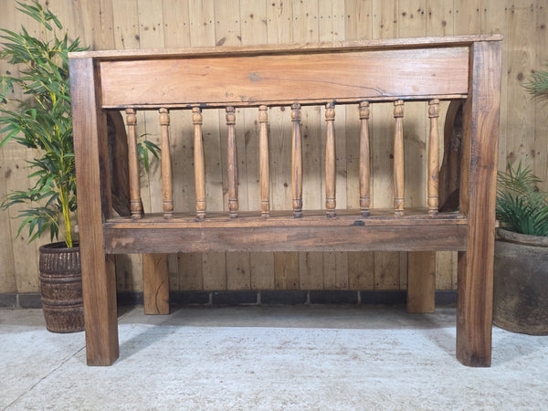 Vintage Reclaimed Indian Hand Carved  Solid Wooden Bench Seat