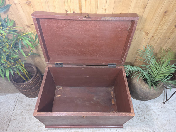Vintage Reclaimed Rustic Indian Solid Wooden Blanket Box Chest Trunk Ottoman