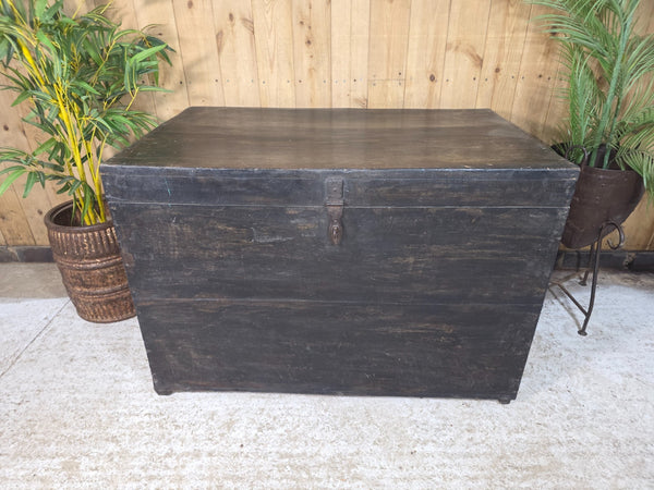 XL Vintage Reclaimed Rustic Indian Solid Wooden Blanket Box Chest Trunk Ottoman