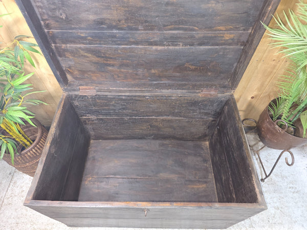 XL Vintage Reclaimed Rustic Indian Solid Wooden Blanket Box Chest Trunk Ottoman