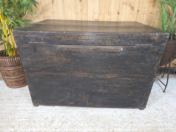 XL Vintage Reclaimed Rustic Indian Solid Wooden Blanket Box Chest Trunk Ottoman