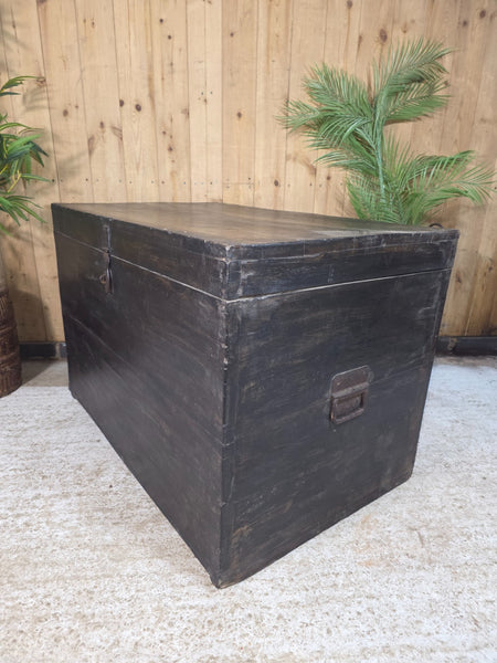 XL Vintage Reclaimed Rustic Indian Solid Wooden Blanket Box Chest Trunk Ottoman