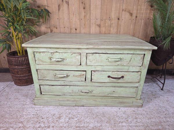 Antique Indian Solid Wooden Merchants Engineers Workman's Drawers Coffee Table