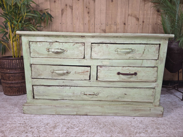 Antique Indian Solid Wooden Merchants Engineers Workman's Drawers Coffee Table