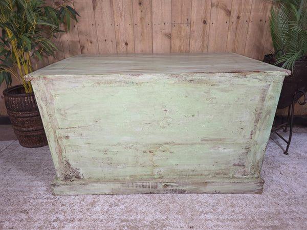 Antique Indian Solid Wooden Merchants Engineers Workman's Drawers Coffee Table