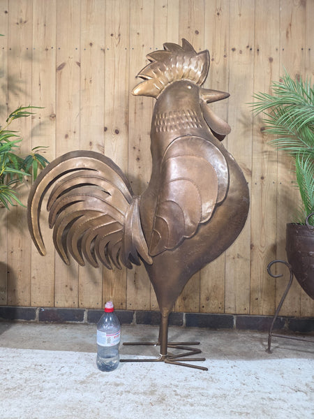 XL Giant 4ft Recycled Metal Tin Cockerel Chicken Garden Statue Ornament