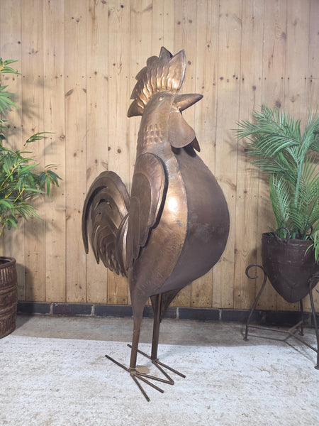XL Giant 4ft Recycled Metal Tin Cockerel Chicken Garden Statue Ornament