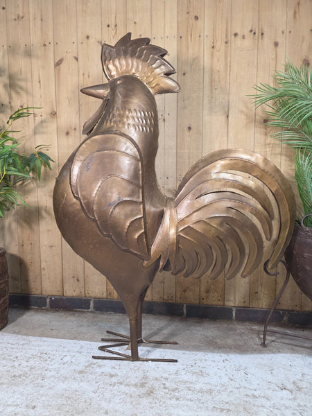 XL Giant 4ft Recycled Metal Tin Cockerel Chicken Garden Statue Ornament