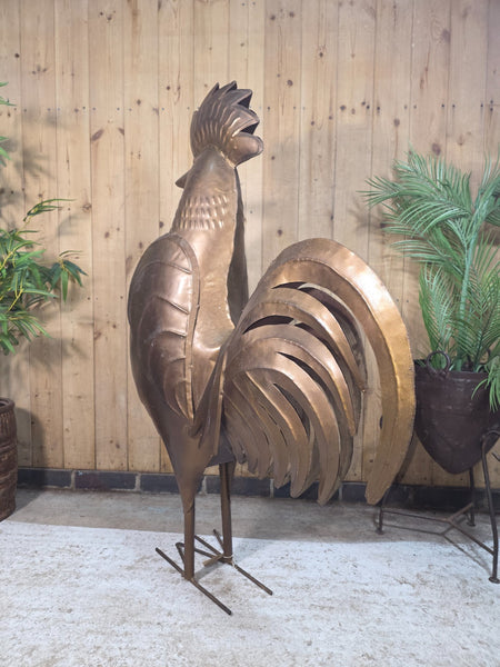 XL Giant 4ft Recycled Metal Tin Cockerel Chicken Garden Statue Ornament