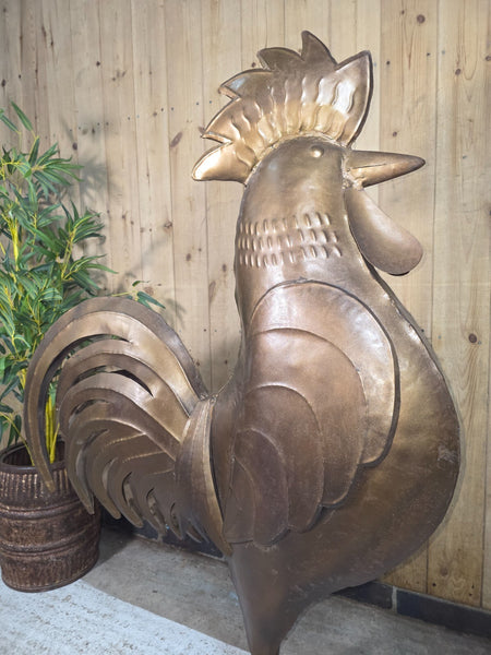 XL Giant 4ft Recycled Metal Tin Cockerel Chicken Garden Statue Ornament