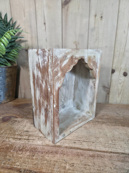 Vintage Rustic Reclaimed Indian Wooden Arched Temple Shelf Wall Display Shelves