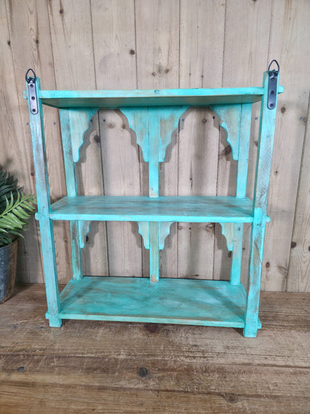 Vintage Reclaimed Indian Solid Wooded Arched Temple Wall Display Shelf Shelves
