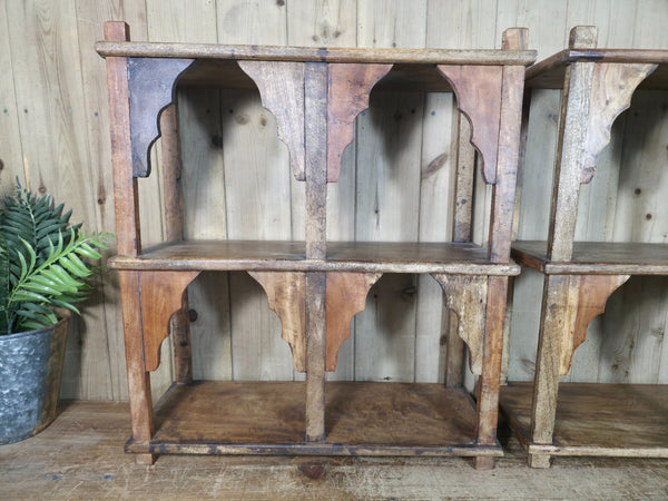 Vintage Reclaimed Indian Solid Wooded Arched Temple Wall Display Shelf Shelves
