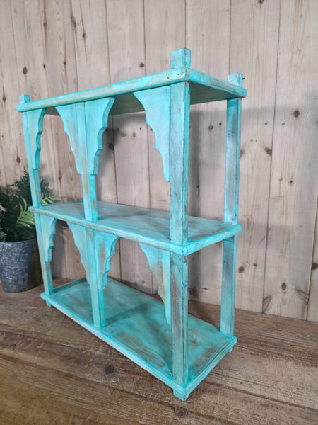 Vintage Reclaimed Indian Solid Wooded Arched Temple Wall Display Shelf Shelves