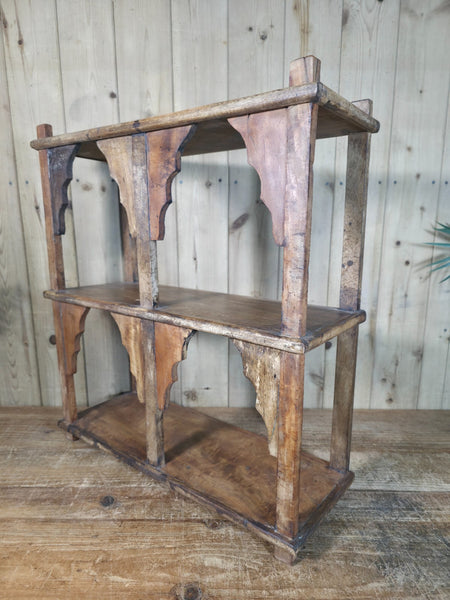 Vintage Reclaimed Indian Solid Wooded Arched Temple Wall Display Shelf Shelves