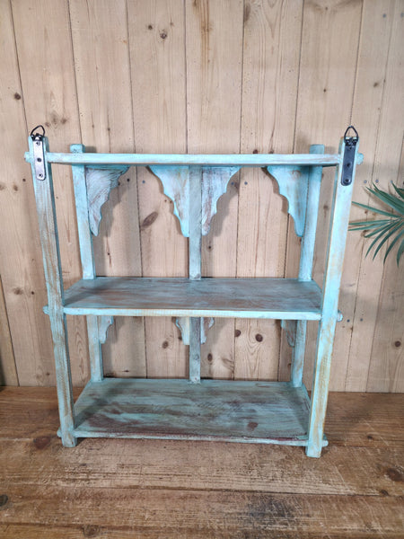 Vintage Reclaimed Indian Solid Wooded Arched Temple Wall Display Shelf Shelves