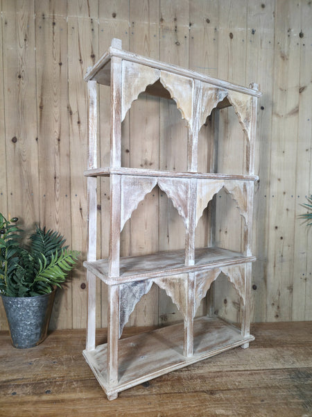 Vintage Reclaimed Indian Solid Wooded Arched Temple Wall Display Shelf Shelves