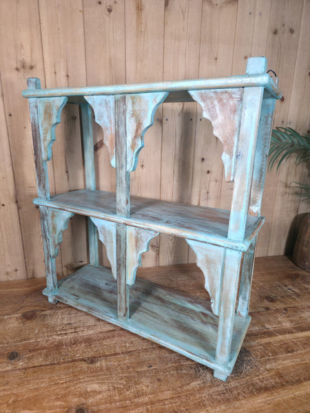 Vintage Reclaimed Indian Solid Wooded Arched Temple Wall Display Shelf Shelves