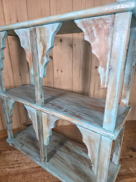 Vintage Reclaimed Indian Solid Wooded Arched Temple Wall Display Shelf Shelves