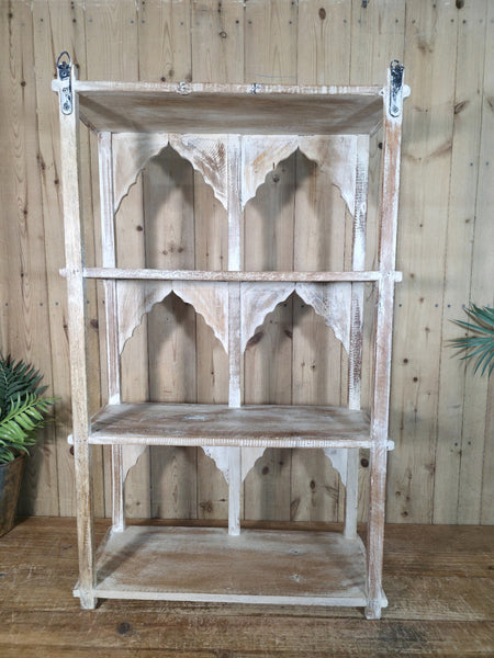 Vintage Reclaimed Indian Solid Wooded Arched Temple Wall Display Shelf Shelves