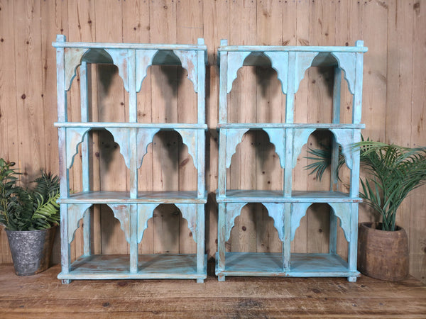 Vintage Reclaimed Indian Solid Wooded Arched Temple Wall Display Shelf Shelves