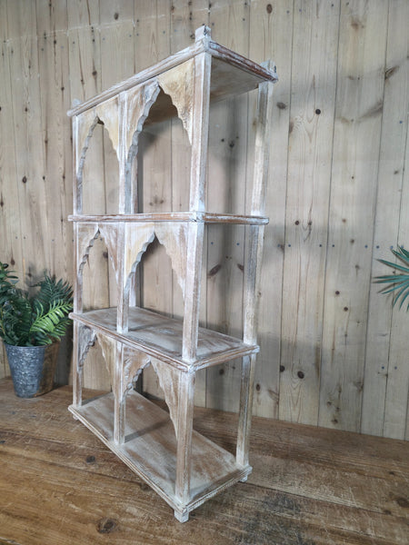 Vintage Reclaimed Indian Solid Wooded Arched Temple Wall Display Shelf Shelves