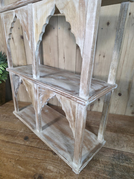 Vintage Reclaimed Indian Solid Wooded Arched Temple Wall Display Shelf Shelves