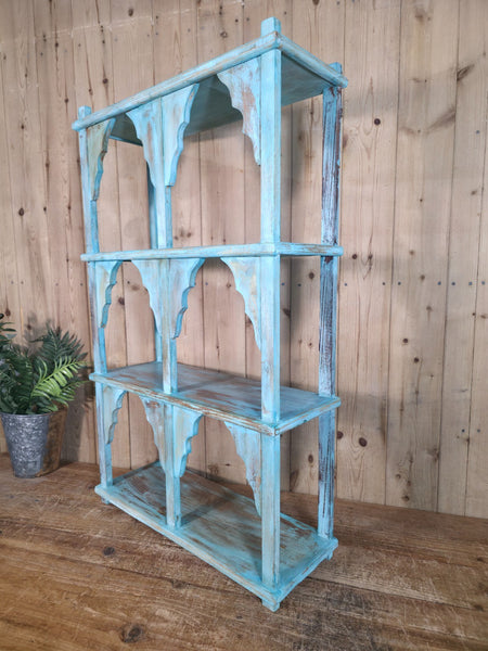 Vintage Reclaimed Indian Solid Wooded Arched Temple Wall Display Shelf Shelves