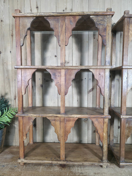 Vintage Reclaimed Indian Solid Wooded Arched Temple Wall Display Shelf Shelves