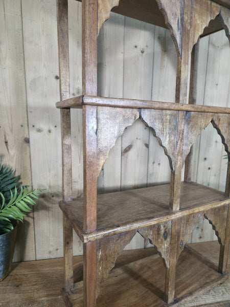 Vintage Reclaimed Indian Solid Wooded Arched Temple Wall Display Shelf Shelves