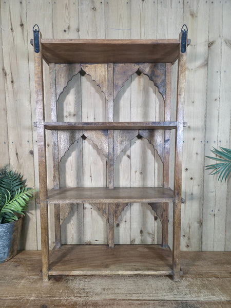 Vintage Reclaimed Indian Solid Wooded Arched Temple Wall Display Shelf Shelves