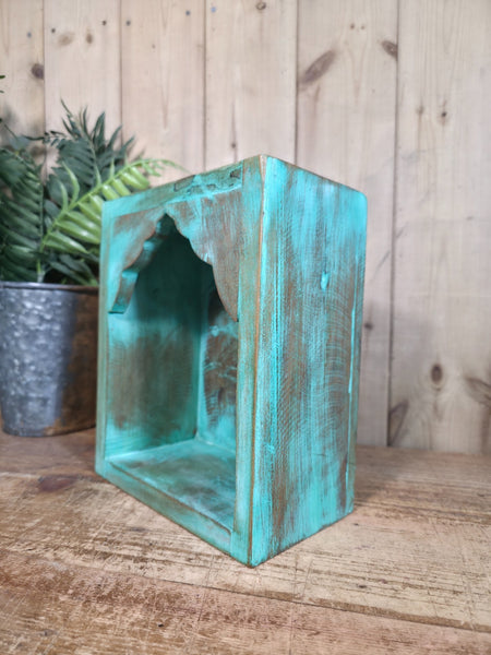 Vintage Rustic Reclaimed Indian Wooden Arched Temple Shelf Wall Display Shelves