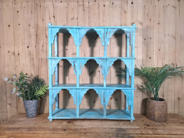 Vintage Reclaimed Indian Solid Wooded Arched Temple Wall Display Shelf Shelves