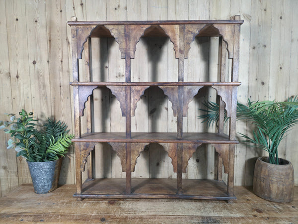 Vintage Reclaimed Indian Solid Wooded Arched Temple Wall Display Shelf Shelves