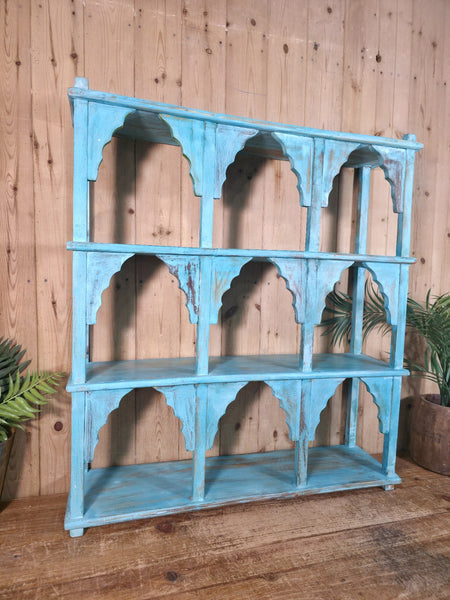 Vintage Reclaimed Indian Solid Wooded Arched Temple Wall Display Shelf Shelves