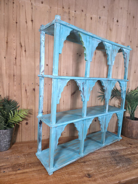 Vintage Reclaimed Indian Solid Wooded Arched Temple Wall Display Shelf Shelves