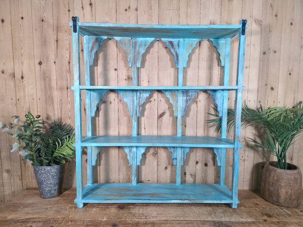 Vintage Reclaimed Indian Solid Wooded Arched Temple Wall Display Shelf Shelves